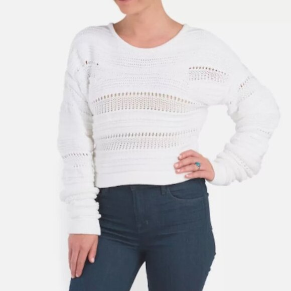 Helmut Lang Pullover Chunky Knit White Sweater Cropped Stretch Size Small Womens - Picture 1 of 12